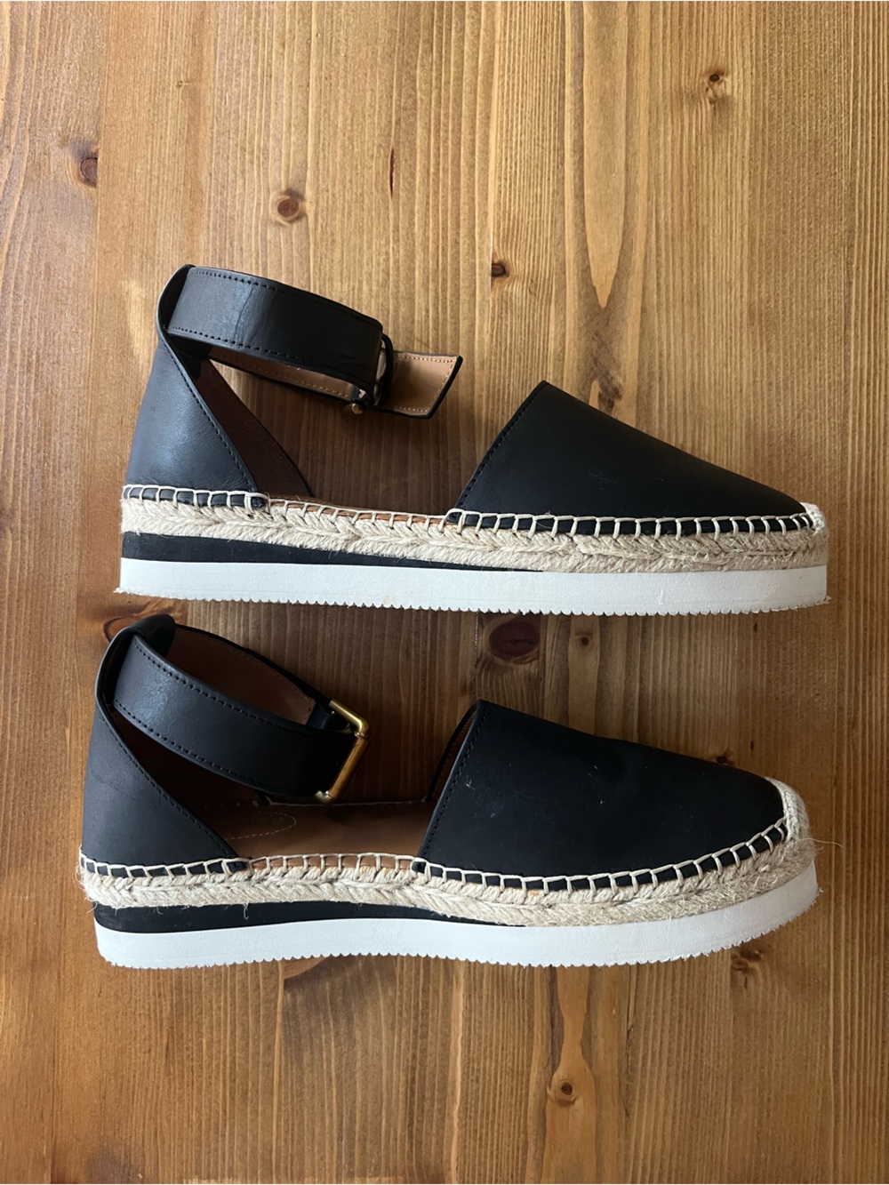 See by Chloe Black Espadrille Ankle-Strap Flats - Women - Picture 4 of 6